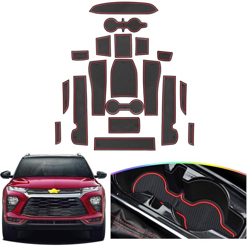 SKTU Door Slot Mat for 2021 2022 Trailblazer Non-Slip Interior Door Groove Gate Pad Fit Door Compartment Cup Center Console Liners Car Accessory Decoration (Red) - Image 1