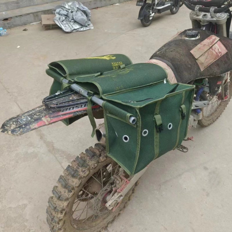 Generic Motorcycle trunk side bag express canvas pack motorcycle modified bag side hanging saddle kit none One bag with rod 