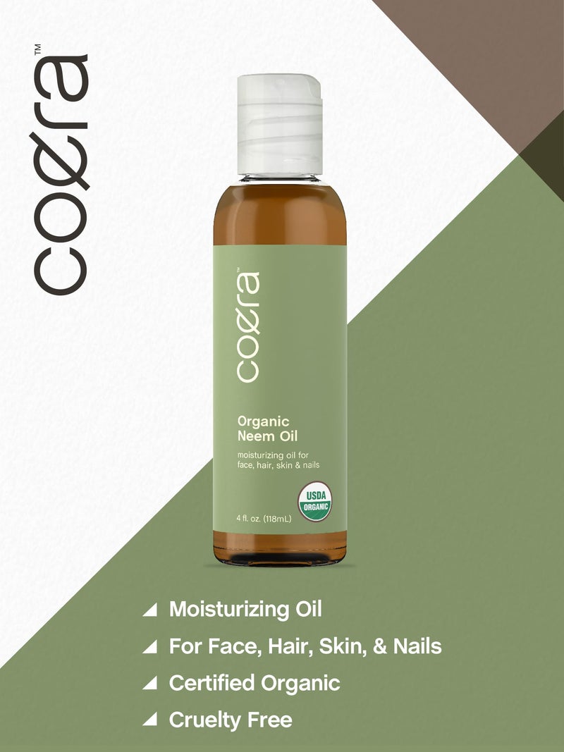 Coera Neem Oil for Skin Hair & Nails | 4 fl oz | Certified Organic | Free of Parabens, SLS, & Fragrances - Image 2