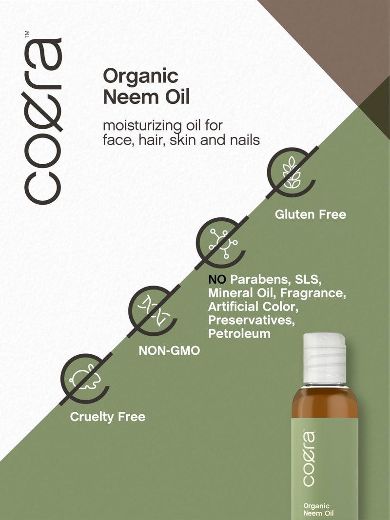 Coera Neem Oil for Skin Hair & Nails | 4 fl oz | Certified Organic | Free of Parabens, SLS, & Fragrances - Image 3