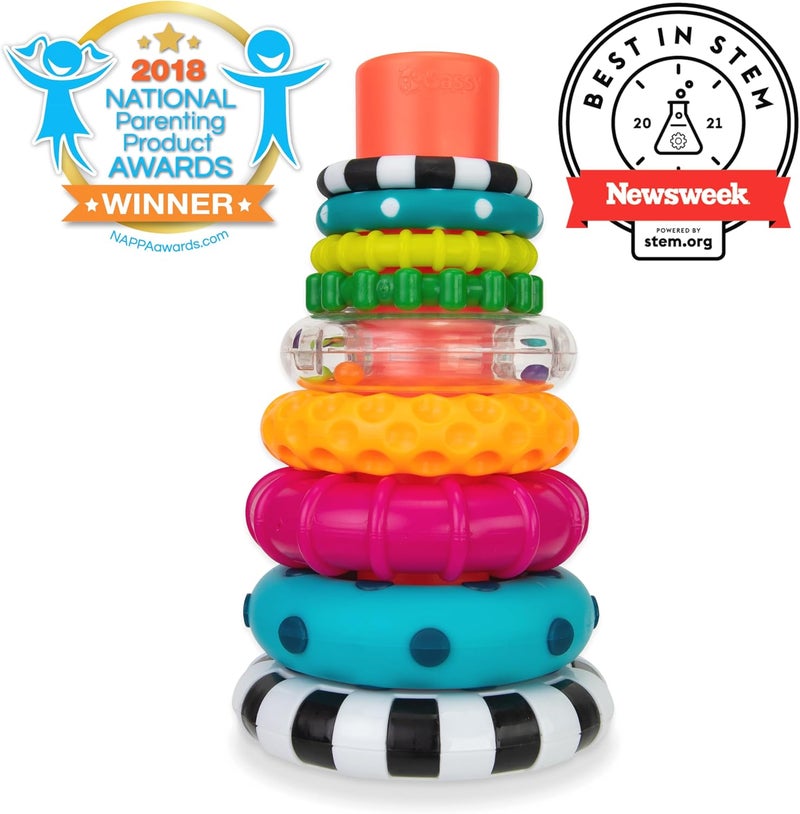 Sassy Stacks of Circles Stacking Ring STEM Learning Toy, Age 6+ Months, Multi, 9 Piece Set - Image 2
