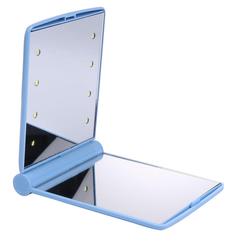 Blue Foldable LED Makeup Mirror Double Sided Handheld Compact Pocket Mirror for Women - Image 2