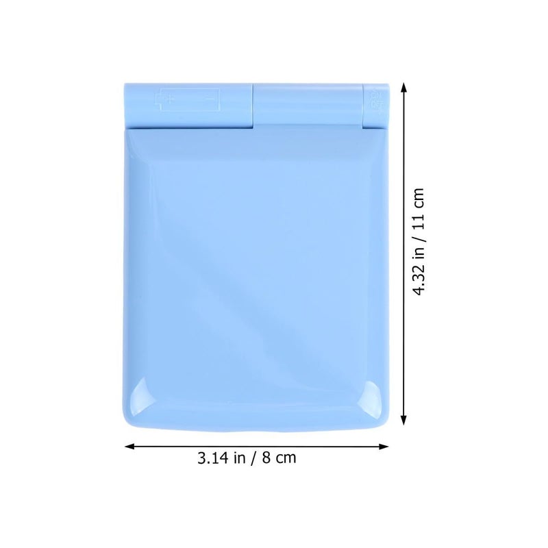 Blue Foldable LED Makeup Mirror Double Sided Handheld Compact Pocket Mirror for Women - Image 3