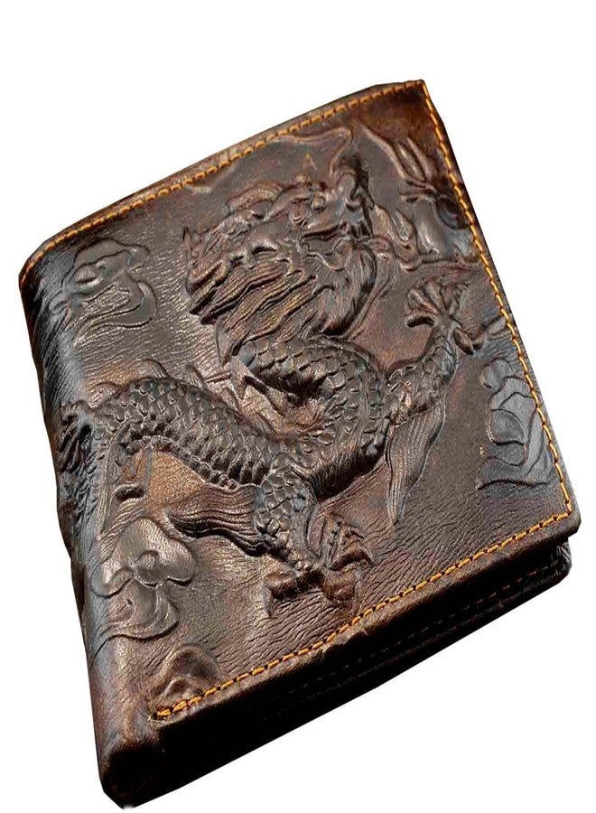 vogueteen Vintage Dragon Genuine Leather Bifold slim Card Holder Money Clip Wallet Purse - Image 2