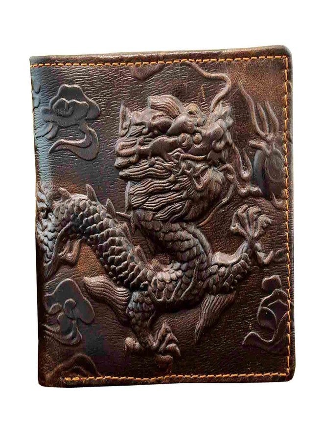 vogueteen Vintage Dragon Genuine Leather Bifold slim Card Holder Money Clip Wallet Purse - Image 1