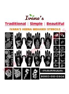 ivana's Ivana's Set of 34 Pcs Reusable Mehandi Stencils for Hands, Wrist, Body, Back, Neck, Face Combo Pack Stencils for Women, Girls And Kids, Easy To Use In Just 4 Steps Indian Design Collection, A2175  - Image 5