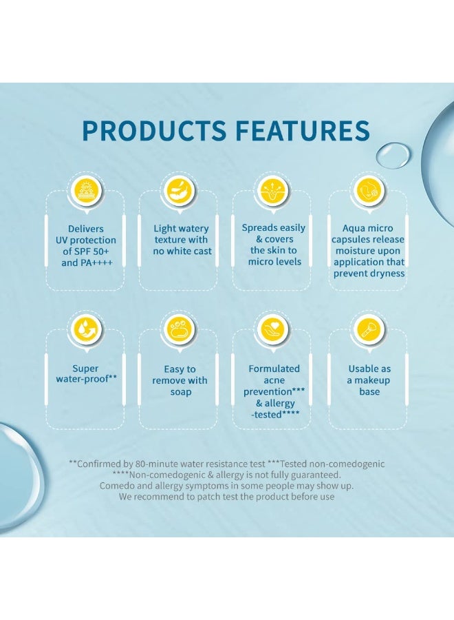 بيوريه كاو بيور اليابان واقي من الشمس أكوا ووتر ريتش ووتر إيسنس من كاو بيور اليابان واقي من الشمس لجميع أنواع البشرة أزرق Spf50+ باسيف 50+ ++++ | 70 جم - Image 3