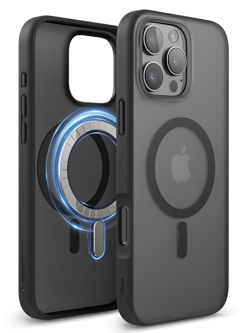 Elago Magnetic Hybrid for iPhone 16 Pro Max Compatible with MagSafe Case Cover - Soft Feeling Dark Gray Black