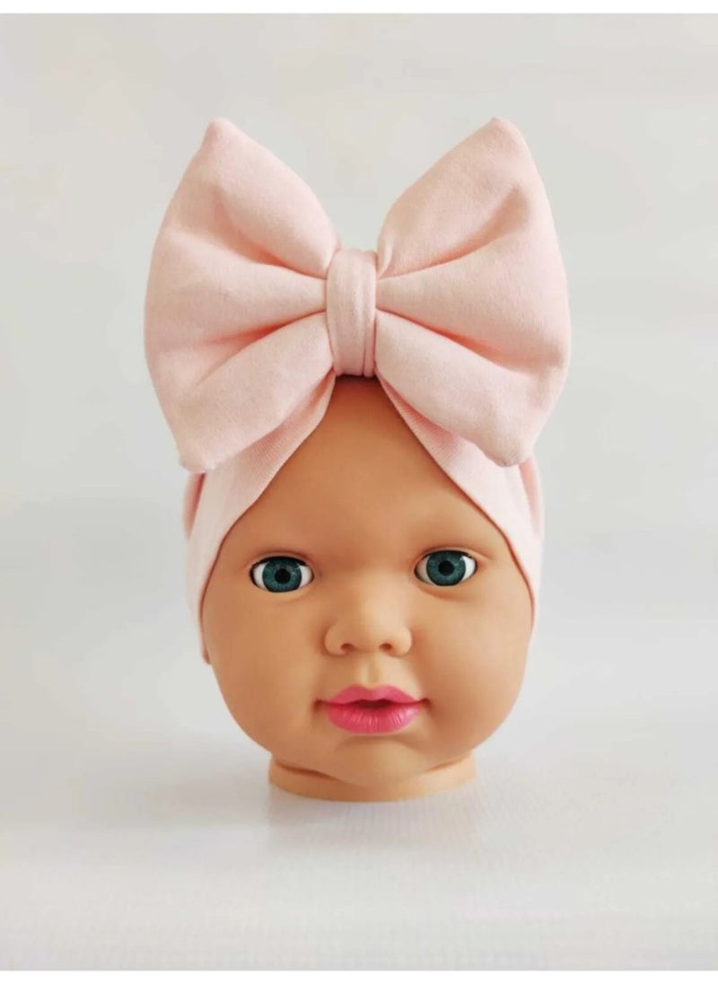 Bilge Trend Bowknot Lycra Double Layer Baby Girl Bonnet (Compatible Between 6-18 Months) 