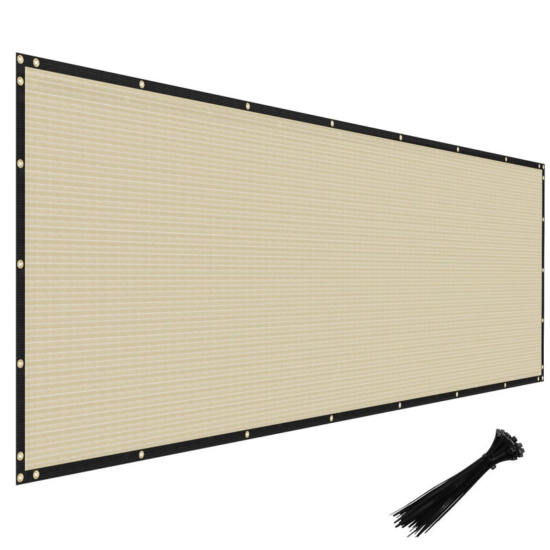 Windscreen4less Privacy Fence Screen Heavy Duty Windscreen Fencing Mesh Fabric Shade Net Cover with Brass Grommtes for Outdoor Wall Garden Yard Pool Deck, 6'x50' Beige - Image 1
