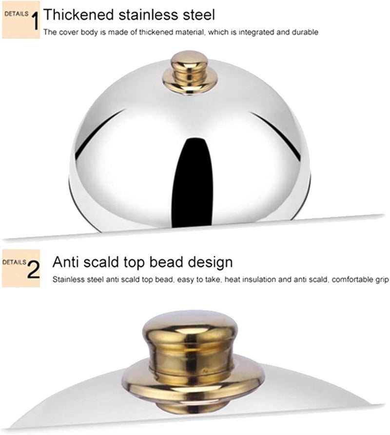 Universal Lid Stainless Steel Universal Lid Dome Food Meal Cover Steak Cover Cheese Melting Serving Dish Food Cover for Home Restaurants Hotels Cooking Lid - Image 4