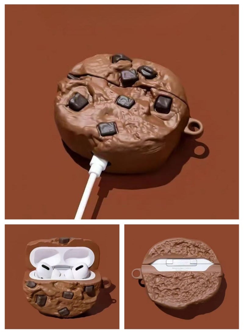UrbanNest For Airpods Pro/Pro2, Silicon Protective Case with Hook, Cookie, Cute, Funny, Brown, Gift  - Image 2