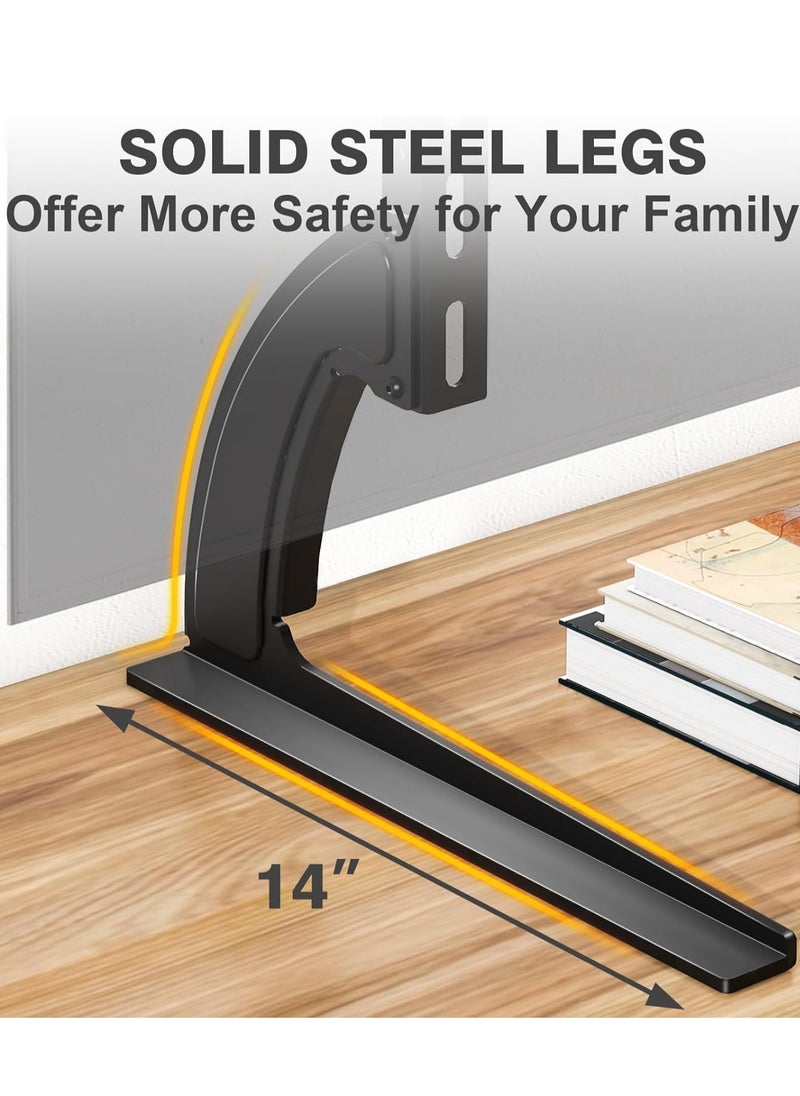 ELTRAZONE - Universal Table Top TV Stand Mount for 27 30 32 37 40 43 47 50 55 60 65 Inch LCD LED Flat/Curved Screen TVs, Height Adjustable TV Legs, Strong TV Base Holds up to 88 lbs, Max VESA 800x500mm - Image 1