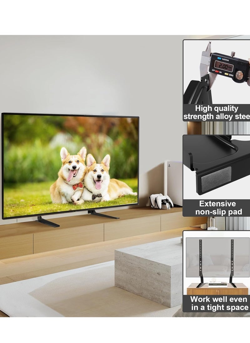 ELTRAZONE - Universal Table Top TV Stand Mount for 27 30 32 37 40 43 47 50 55 60 65 Inch LCD LED Flat/Curved Screen TVs, Height Adjustable TV Legs, Strong TV Base Holds up to 88 lbs, Max VESA 800x500mm - Image 1