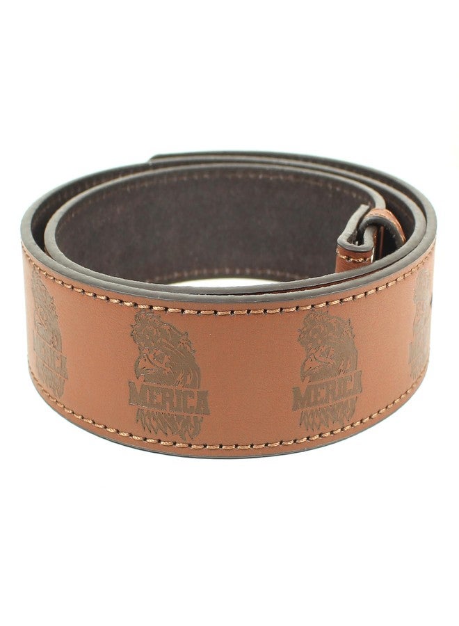 BC Belts Merica Leather Belt Strap Without Buckle 1.5" Wide with Snaps (Brown-M) - Image 1