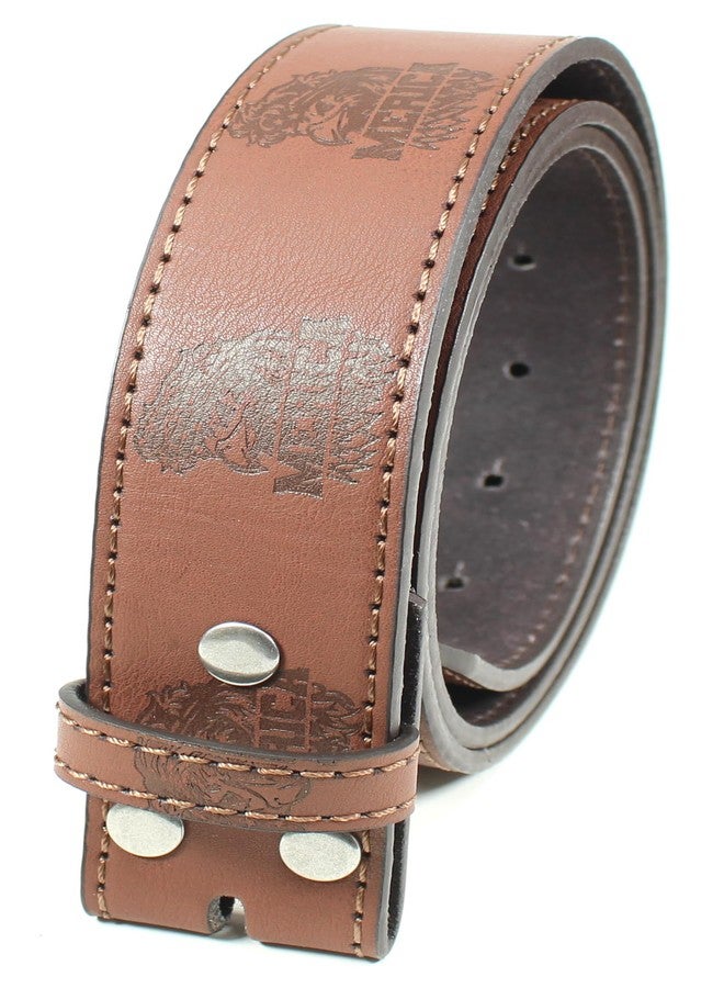 BC Belts Merica Leather Belt Strap Without Buckle 1.5" Wide with Snaps (Brown-M) - Image 2