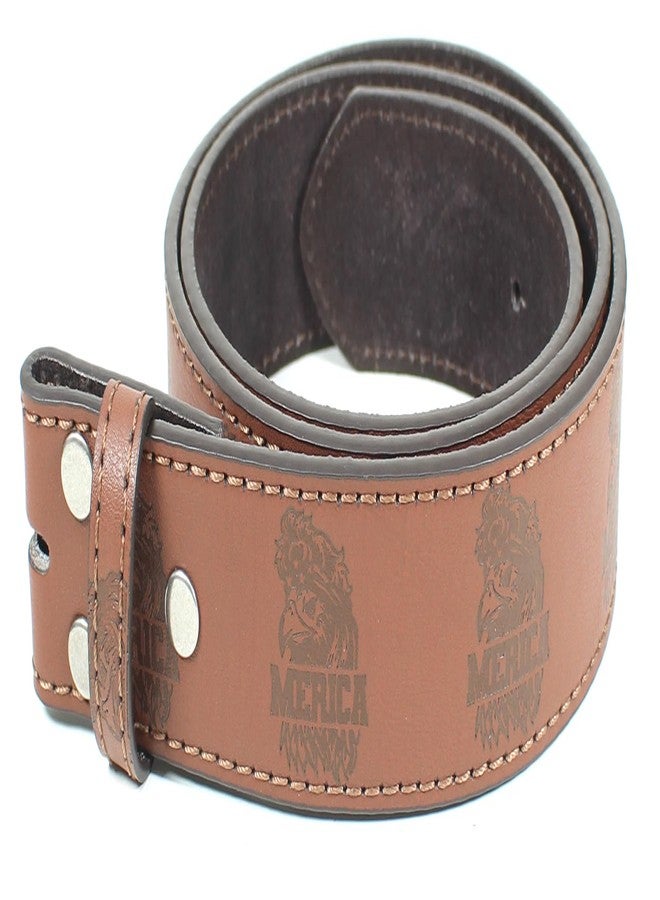 BC Belts Merica Leather Belt Strap Without Buckle 1.5" Wide with Snaps (Brown-M) - Image 3