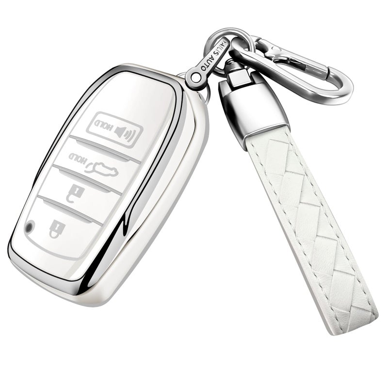 Sindeda for Toyota Key Fob Cover with Keychain Soft Full Protection Case fit for 2025 Camry 4 Runner 2019-2025 Camry, RAV4 Prime, Land Cruiser,Hilux 2023-2025 Grand Highlander,Corolla,bZ4X(White) - Image 1