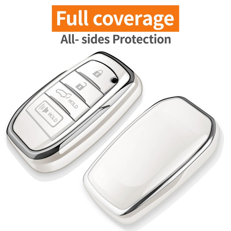 Sindeda for Toyota Key Fob Cover with Keychain Soft Full Protection Case fit for 2025 Camry 4 Runner 2019-2025 Camry, RAV4 Prime, Land Cruiser,Hilux 2023-2025 Grand Highlander,Corolla,bZ4X(White) - Image 3