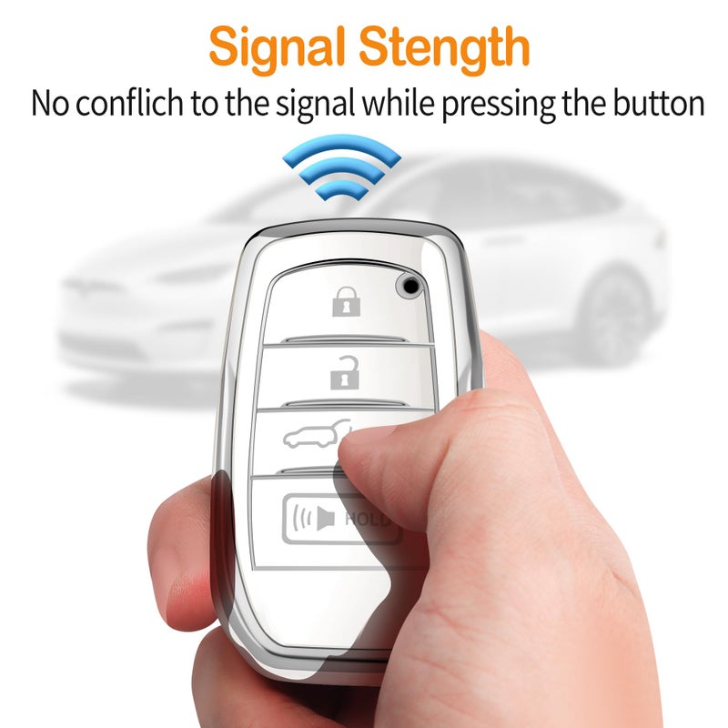 Sindeda for Toyota Key Fob Cover with Keychain Soft Full Protection Case fit for 2025 Camry 4 Runner 2019-2025 Camry, RAV4 Prime, Land Cruiser,Hilux 2023-2025 Grand Highlander,Corolla,bZ4X(White) - Image 5