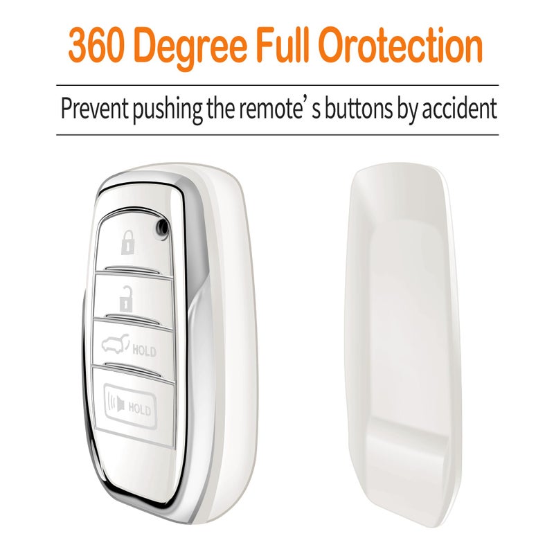 Sindeda for Toyota Key Fob Cover with Keychain Soft Full Protection Case fit for 2025 Camry 4 Runner 2019-2025 Camry, RAV4 Prime, Land Cruiser,Hilux 2023-2025 Grand Highlander,Corolla,bZ4X(White) - Image 4