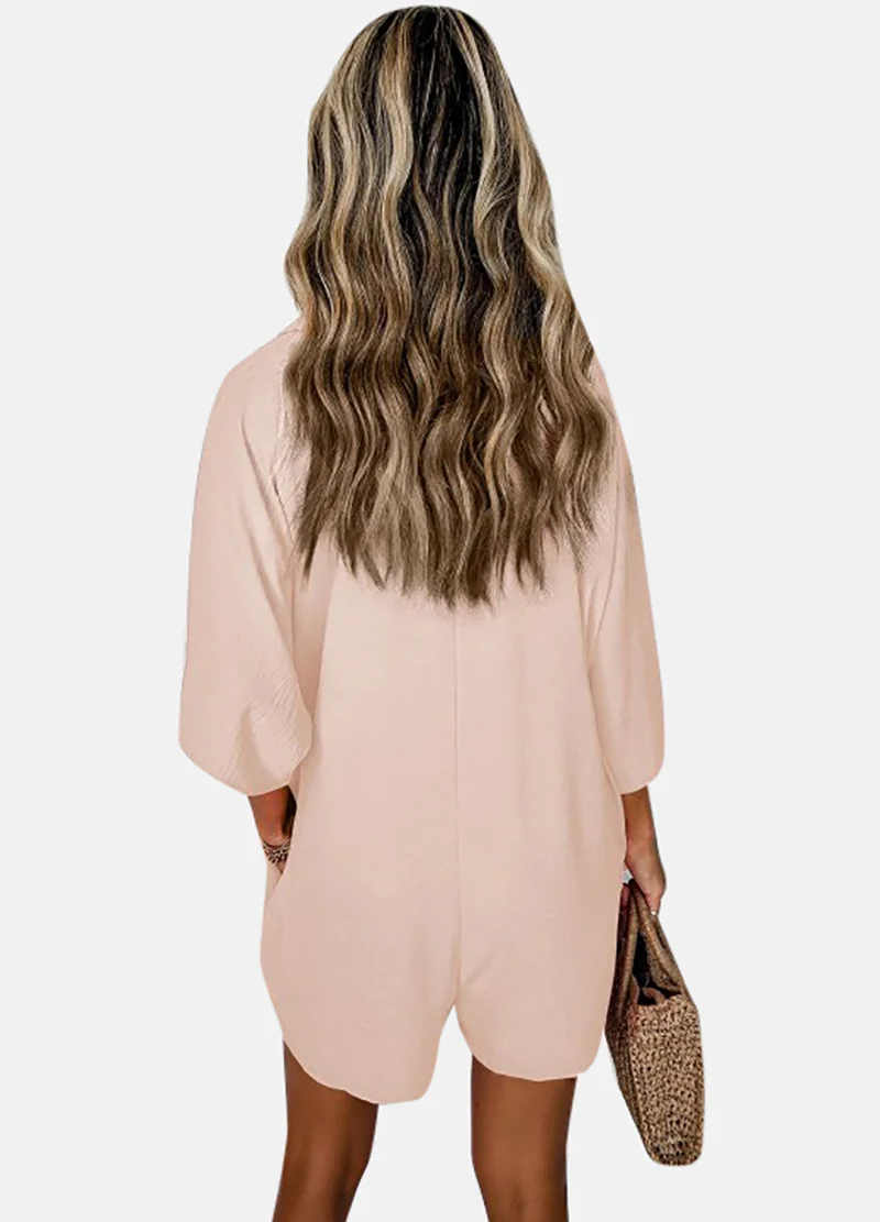 YUNIQEE Pink Solid Relaxed Fit Collared Playsuit