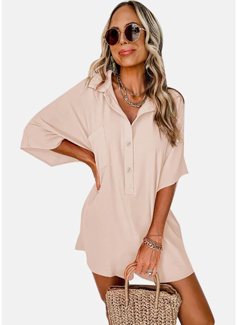 YUNIQEE Pink Solid Relaxed Fit Collared Playsuit