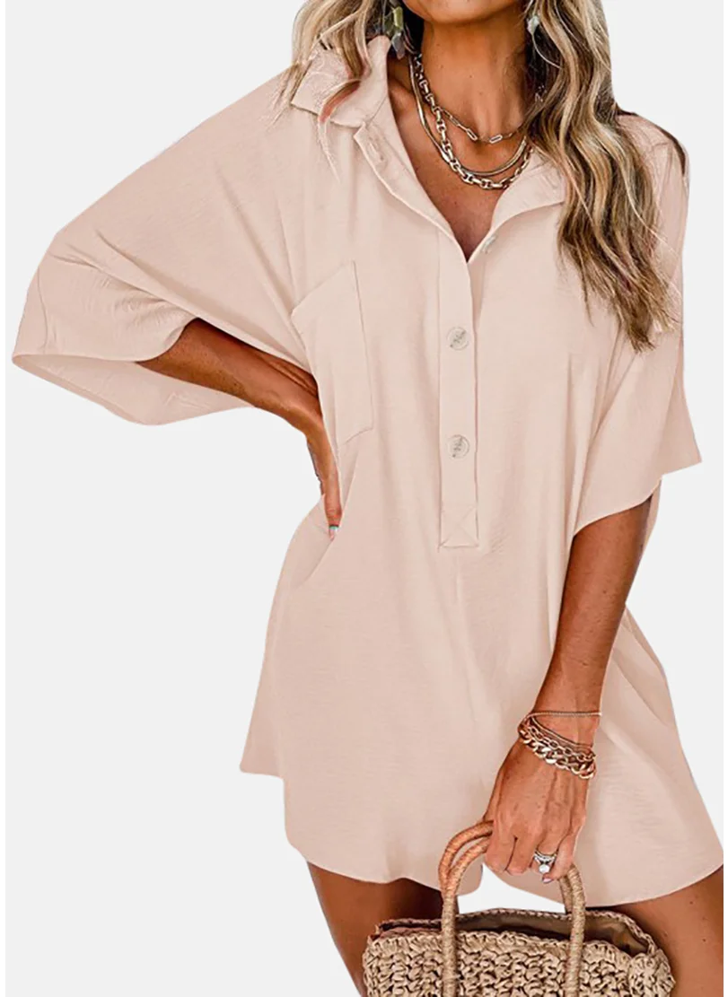YUNIQEE Pink Solid Relaxed Fit Collared Playsuit