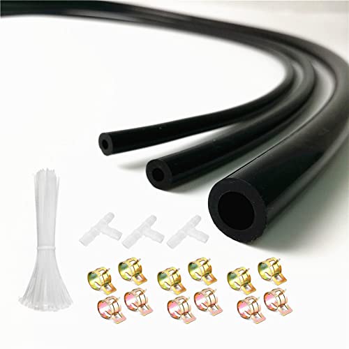 AotoKoop Black Silicone Vacuum Tubing Hose Line Kit for Automotive Engine Turbo, DIY Intake or Radiator Hose High Performance 130 PSI Maximum Pressure (ID 1/8, 5/32, 5/16-Total Length 23FT/7M) - Image 1