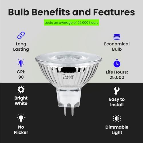 Feit Electric Enhance LED MR16 Reflector Light Bulb, 50W Equivalent, GU5.3 Base, 3000K Bright White, 500 Lumens, Dimmable, Indoor/Outdoor Use, 25,000-Hour Lifetime, BPEXN/930CA/6, 6 Pack - Image 4