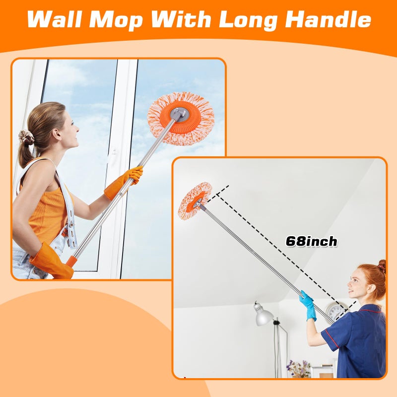 Keyloland Wall Mop, Primium 68â€ Wall Cleaner, High-Quality Baseboard Cleaner, Professional-Grade Baseboard Cleaner Tool with Handle, Superior Quality Dust Mop, Efficient Ceiling Fan Cleaner Duster - Image 2