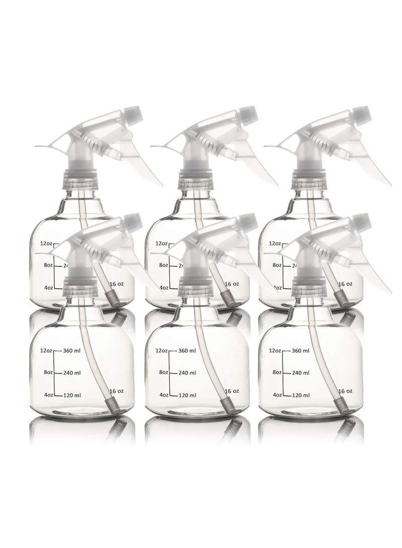 Youngever 6 Pack 16 Ounce Empty Plastic Spray Bottles, Spray Bottles for Hair and Cleaning Solutions (White) - Image 1