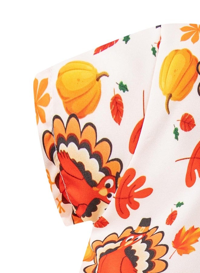 Okbebe Toddler Baby Boy Thanksgiving Turkey Button Down Short Sleeve Shirt Kids Hawaiian Holiday Shirt (4T, Brown) - Image 5