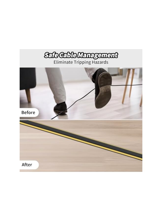 promass Floor Cable Cover, 2M, Black and Yellow, 50 x 14mm, Self-Adhesive, Industrial, Cable Protector, Cord Organizer, Trip Hazard Prevention - Image 3