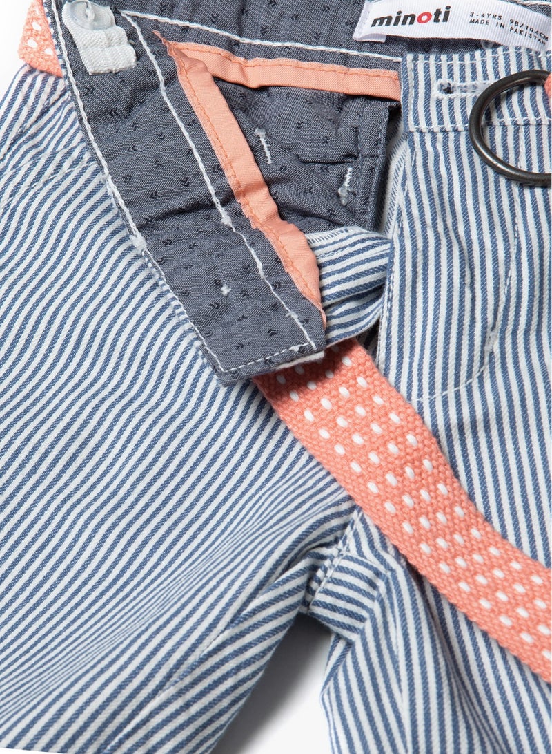 مينوتي شورت مخطط أولادي بحزام - Image 3