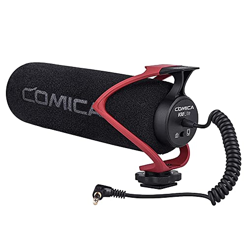 comica CVM-V30 LITE Video Microphone Super-Cardioid Condenser On-Camera Shotgun Microphone for Canon Nikon Sony Panasonic Camera/DSLR/iPhone Samsung Huawei with 3.5mm Jack (Red) - Image 1