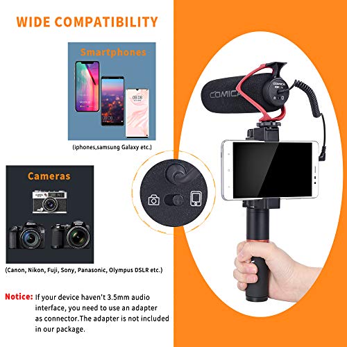 comica CVM-V30 LITE Video Microphone Super-Cardioid Condenser On-Camera Shotgun Microphone for Canon Nikon Sony Panasonic Camera/DSLR/iPhone Samsung Huawei with 3.5mm Jack (Red) - Image 5
