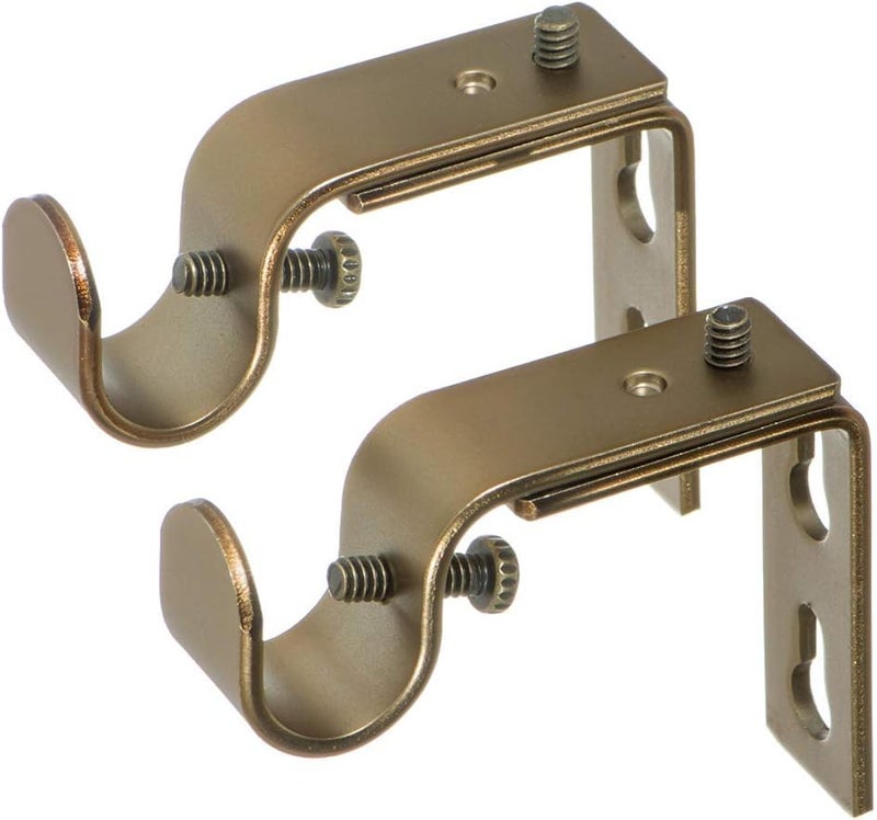 Ivilon Short Projection Brackets for Curtain Rods - for 1/2 or 5/8 Inch Rods. Set of 2 - Warm Gold - Image 1