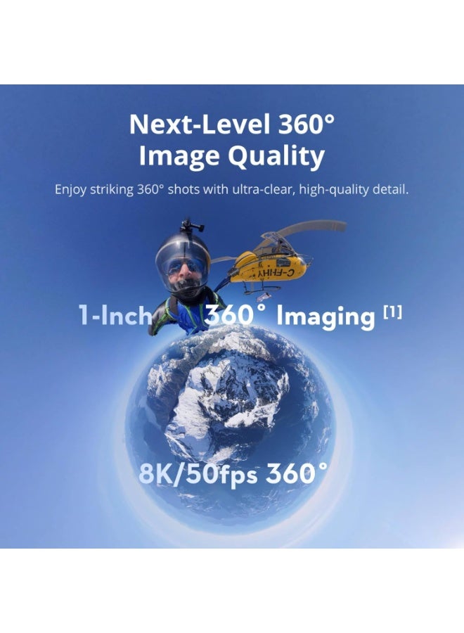 Osmo 360 Standard Combo, Waterproof 360 Camera With 1-Inch 360° Imaging, Native 8K, 4K/120fps & 170° Boost Video,120MP 360° Photo, 100-Min Recording, UAE version with Official Warranty - Image 2