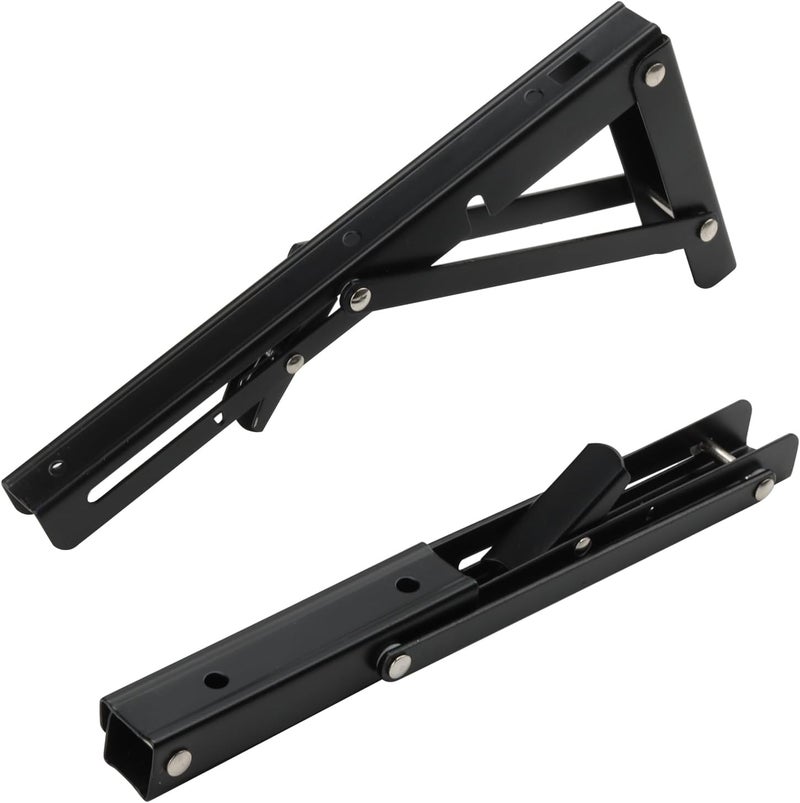 SHEUTSAN 6 PCS 10 Inch Folding Shelf Brackets Black Folding Hinges Brackets Bracket for Workbench Folding Table DIY - Image 5