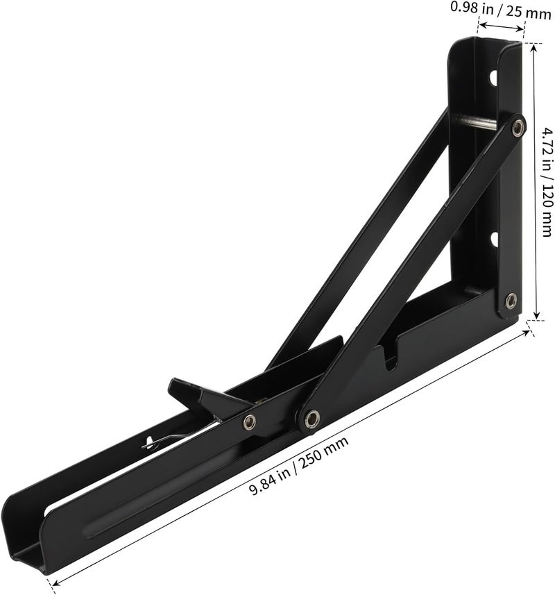 SHEUTSAN 6 PCS 10 Inch Folding Shelf Brackets Black Folding Hinges Brackets Bracket for Workbench Folding Table DIY - Image 2