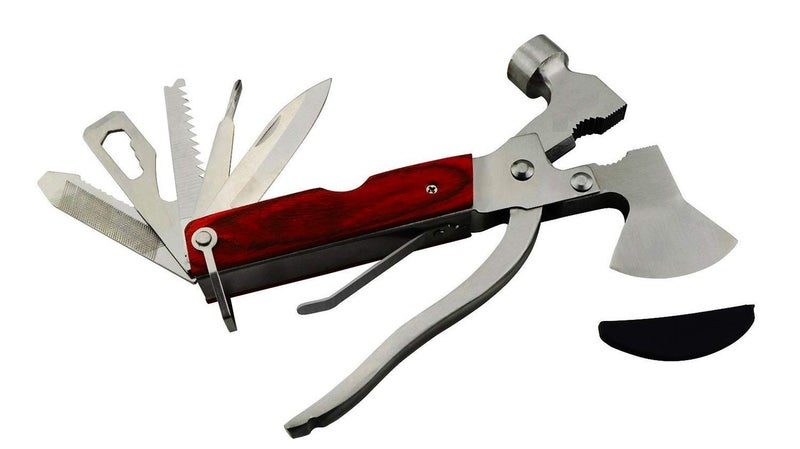 Inditradition 10 In 1 Multifunctional Pocket Hand Tool Set Axe Hammer Hatchet Wrench Cutter More Stainless Steel - Image 4