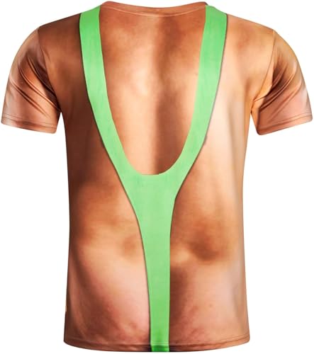 RAISEVERN Mens Muscle T-Shirt Fake Hairy Chest Funny Short Sleeve 3D Graphic Design Family Shirts Casual Cool Festival Crazy T Shirt Top Tees - Image 2