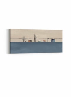 LOWHA Framed Canvas Wall Art Stretched Over Wooden Frame, Panorama Orientation Houses and Trees Painting, For Home, Living Room, Office Décor  - Image 3
