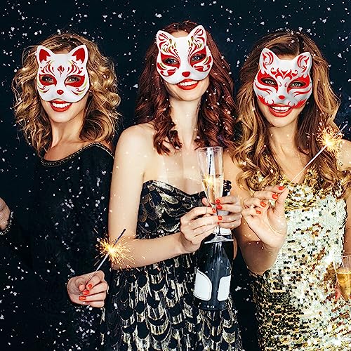 IMIKEYA Cat Mask 6pcs White Paper Fox Masks Blank Unpainted Wolf Animal Half Faces DIY Paint Masquerade Costume Prop for Carnival Cosplay Dance Party Favors - Image 2