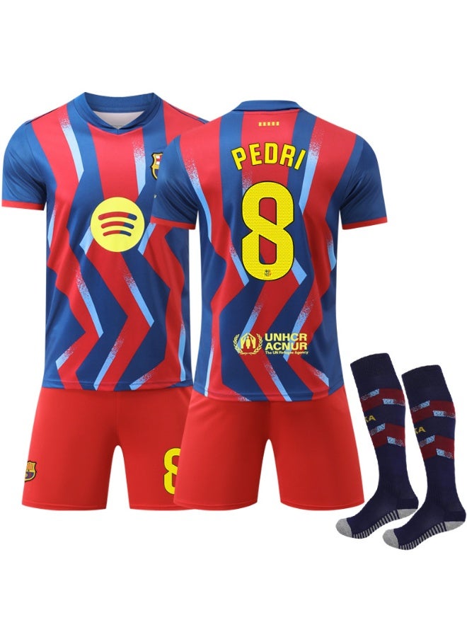 Barcelona 2025-2026 season #8 PEDRI football jersey shorts socks set children's size and adult size gifts for fans and friends - Image 1