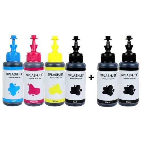 Splashjet T664 Compatible Refill Dye Ink for Epson L130, L360, L380, L361, L565, L210, L220, L310, L350, L355, L365, L385, L405, L455, L605, L1300 Printer Ink (70gm x C/M/Y + 3PCS Black) - 503087 - Image 2