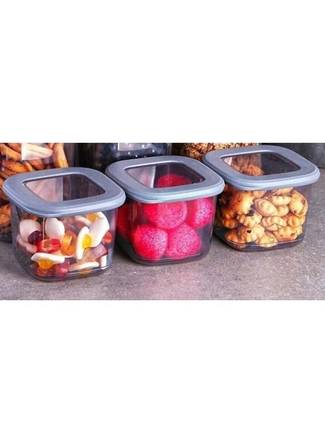 أورجانيزرز 4 قطع حاوية تخزين طعام قابلة لإعادة الاستخدام بغطاء قابل للإزالة مصنوع من البلاستيك الصحي بسعة0.6لتر - يمكنها تنظيم الطعام والتوابل والحبوب والمكسرات - رمادي شفاف - Image 3