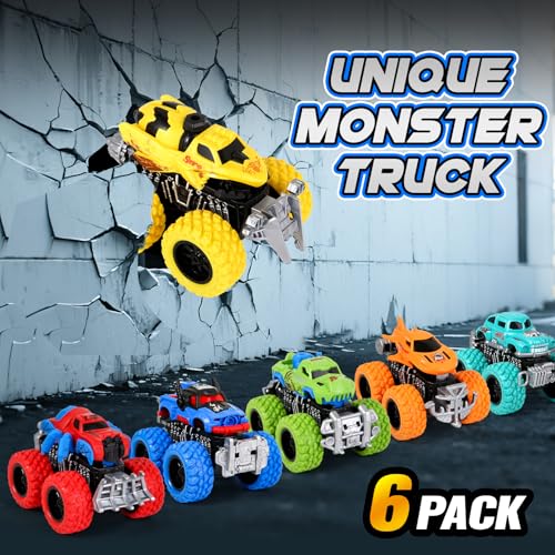 Gloween Monster Truck Toys for Kids 6 Pack Friction Powered Push and Go Cars Great Christmas Birthday Party Gifts for Boys Girls Age 35 47 - Image 5
