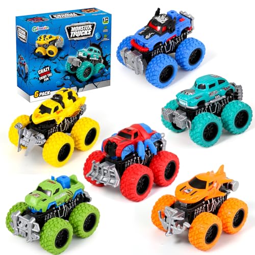 Gloween Monster Truck Toys for Kids 6 Pack Friction Powered Push and Go Cars Great Christmas Birthday Party Gifts for Boys Girls Age 35 47 - Image 1